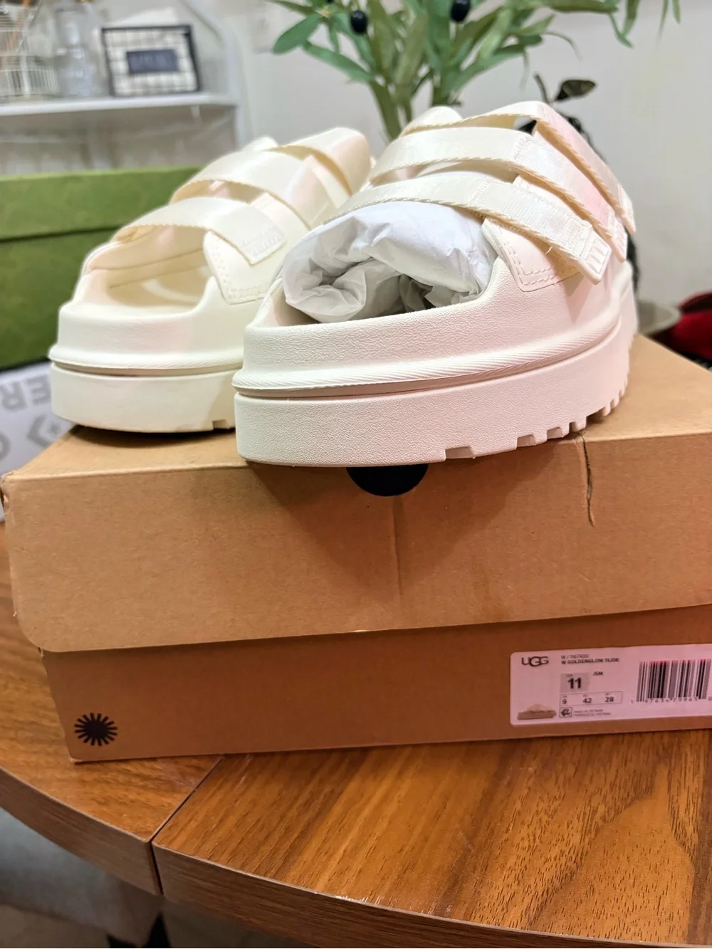 UGG Cream Triple-Strap Slide Sandals